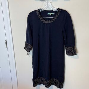 Boden Women’s Navy Blue Venice Sweater Dress with Gray Decorative Trim / Size 4R